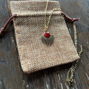 Carnelian Sun Shaped Pendant Carnelian Necklace Minimalist Crystal Necklace